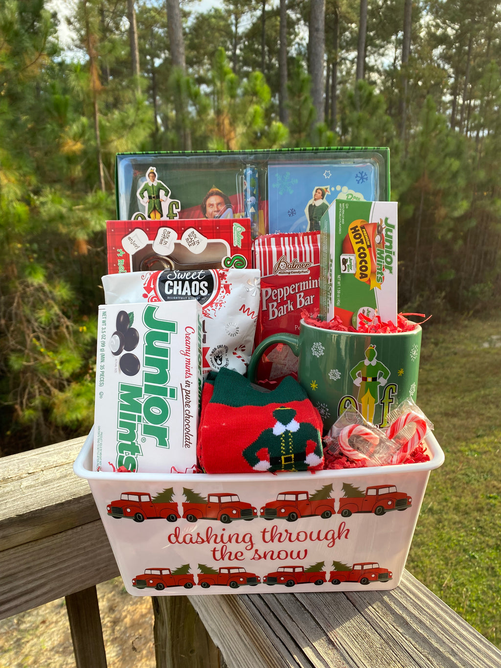 Elf Themed Gift Basket